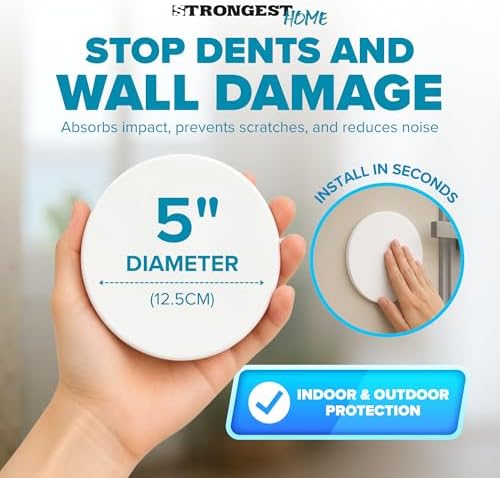 Jumbo rubber wall protector covering an existing door knob hole in drywall