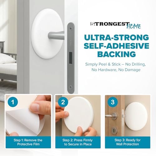 Jumbo wall protector installed on the wall behind a commercial door handle
