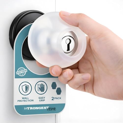 Hand easily turning a door knob fitted with a clear silicone grip cover